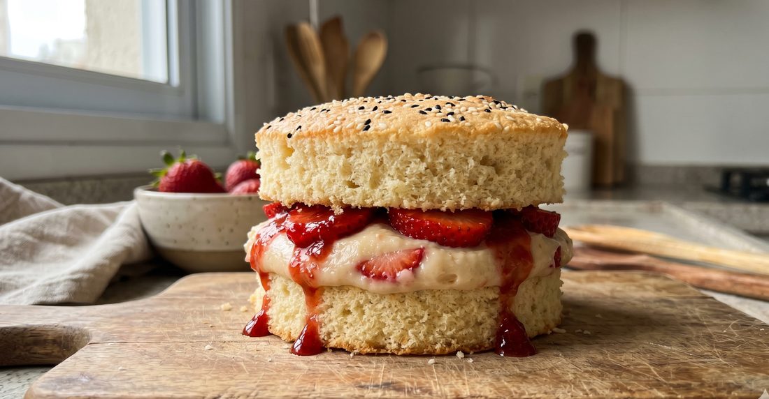 bolo burguer de morango com ninho